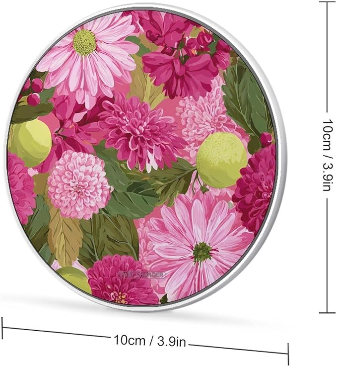 Leaves Daisy Flower Fruit Lemon Phone Charger Magnetic Charging Pad Anti-Slip with USB Cable