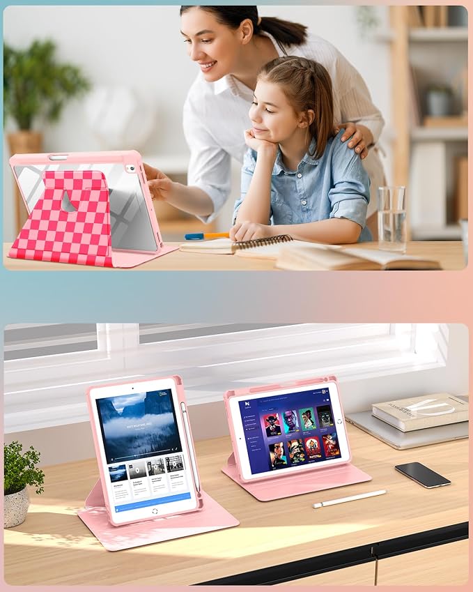 5-for iPad 789-Light Red Plaid