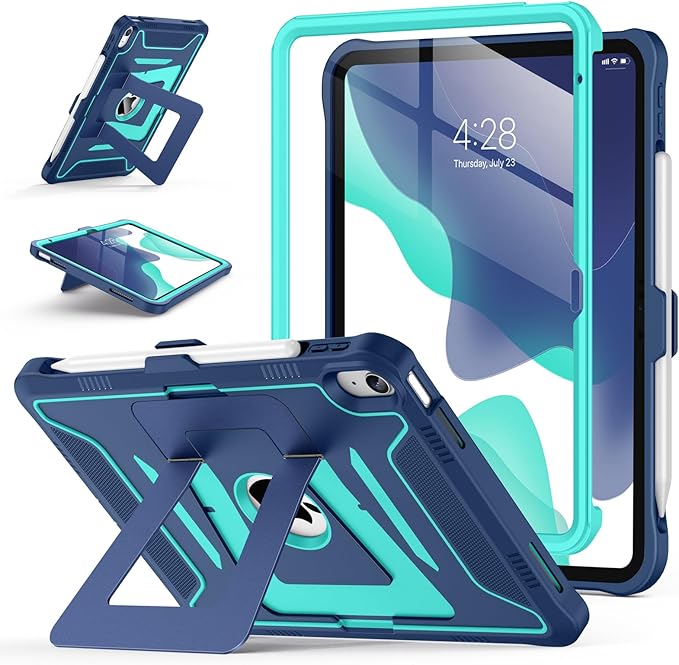 Soke Case for iPad (A16) 11th Generation 11-Inch 2025 /10th Generation 10.9-Inch 2022 with Screen Protector and Multi-Angle Kickstand Rugged Full Body Heavy Duty Protective Cover - Navy Green