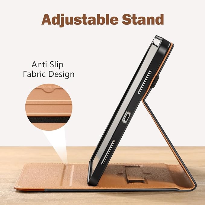 Akkerds Compatible for iPad (A16) 11th Generation Case 11 Inch 2025 for iPad 10th Generation Case 10.9 Inch 2022 with Pencil Holder Protective Leather Business Stand CoverMultiple AnglesBlackbrown