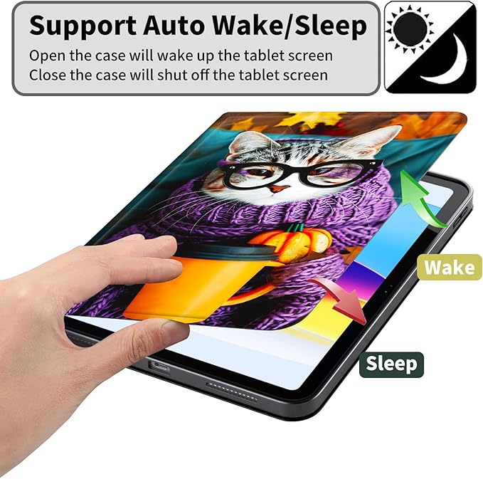 Case for Amazon Kindle Fire HD 10 and Fire HD 10 Plus 10.1 Tablet Case (13th/11th Generation 2023/2021 Release) Slim Fit PU Leather Cover with Auto Sleep/Wake - Fashionable Cat