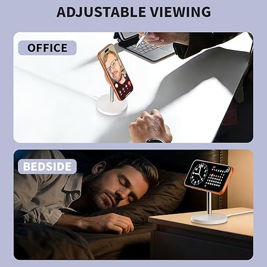 Magnetic Wireless Charging iPhone StandQi2.2 Certified 25W Fast Mag-Safe Charging Stand Station Apple Magnet Wireless Charger with Plug for iPhone 17/17 Pro/Air/16/15/14/13/12 SeriesAirPods Pro 3/4