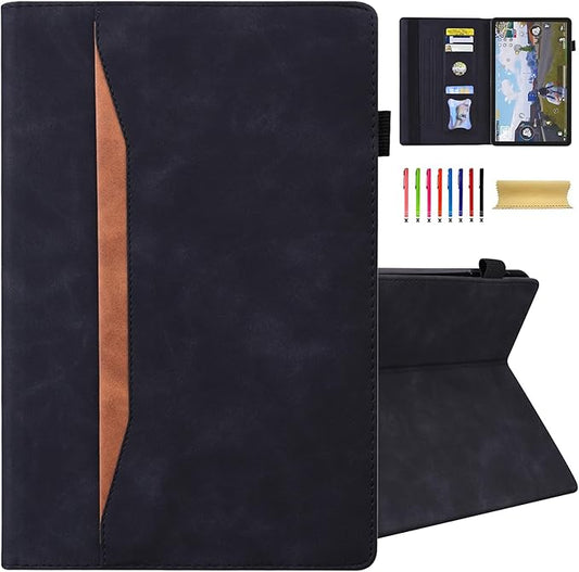 Dteck Folio Case for All-New Amazon Fire HD 10 and 10 Plus Tablet (13th/11th Generation 2023/2021 Release)Premium PU Leather Slim Flip Stand Magnetic Pocket Wallet Cover with Pencil Holder Black