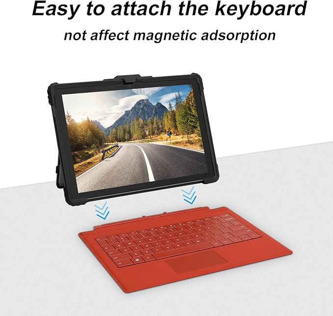 MOSISO Case Compatible with Surface Pro 7 Plus/Pro 7/6/5/4/LTE Heavy Duty Rugged Hard Shell Cover with Shoulder Strap &amp Hand Strap Compatible with Type Cover Keyboard Black