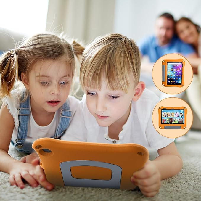 Tablet 8 inch Case Cover for KidsCompatible 2024/2022 8 Tablet CaseNot for iPad/Samsung/Onn/Andriod Tab - Auorld All-New Lightweit Shockproof EVA Case with Handle Stand for 8 inch Tablet-Orange