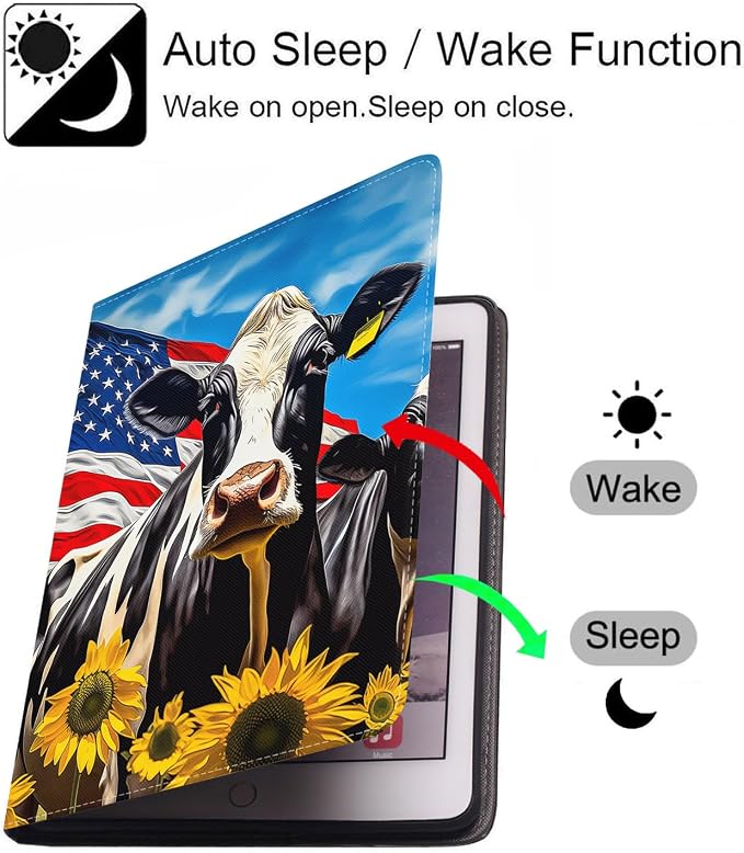 American Flag Cow and Sunflower