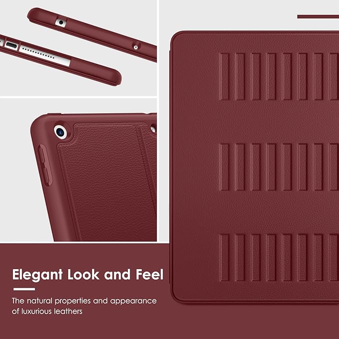 VIKESI Case for iPad 9th / 8th / 7th Generation 10.2 inch (2021/2020/2019 Released)Multiple Angles Magnetic Stand CoverShockproof BackPencil Holderand Auto Sleep/WakeWine