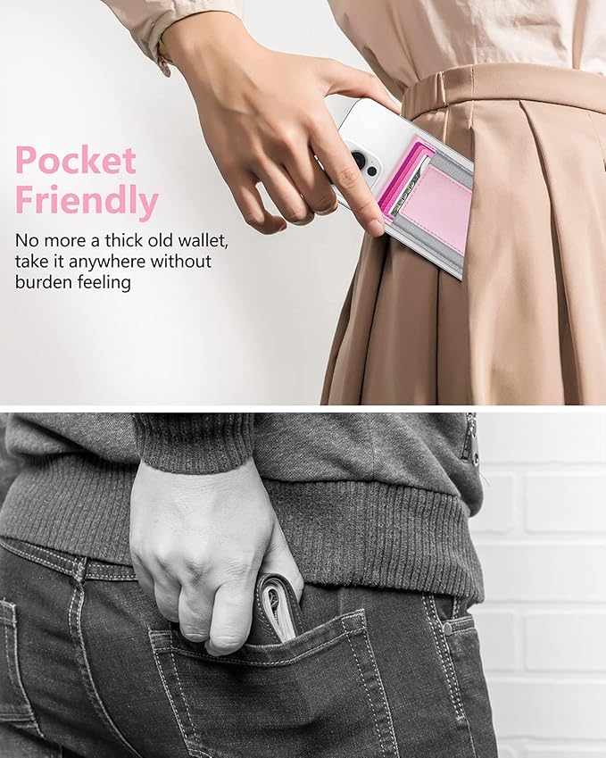 ExtreLife for Magsafe Wallet Adjustable Stand Open ID Window Magnetic Wallet for iPhone 17/16/15/14 Pro Max/14 Pro/14/14 Plus/13/12 Series 9 Cards Holder Vegan Leather Pink