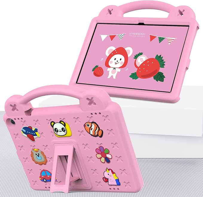Compatible with ONN 10.1(GEN3) 2022(1000071485)/Fire HD 10 Plus(2021/2023)/Amazon Fire HD 10(2021/2023) Tablet Case Kids Case with Shoulder Strap &amp Stand Handle for Girl Kid Gift Pink