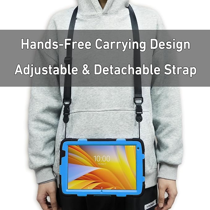 Protective Case for Zebra ET40 ET45 10 Inch Tablet Only Military Grade Shockproof Rugged Cover with Hand Strap &amp Stand SG-ET4X-10EXOSKL1-01 Compatible with Zebra Accessories (Blue)