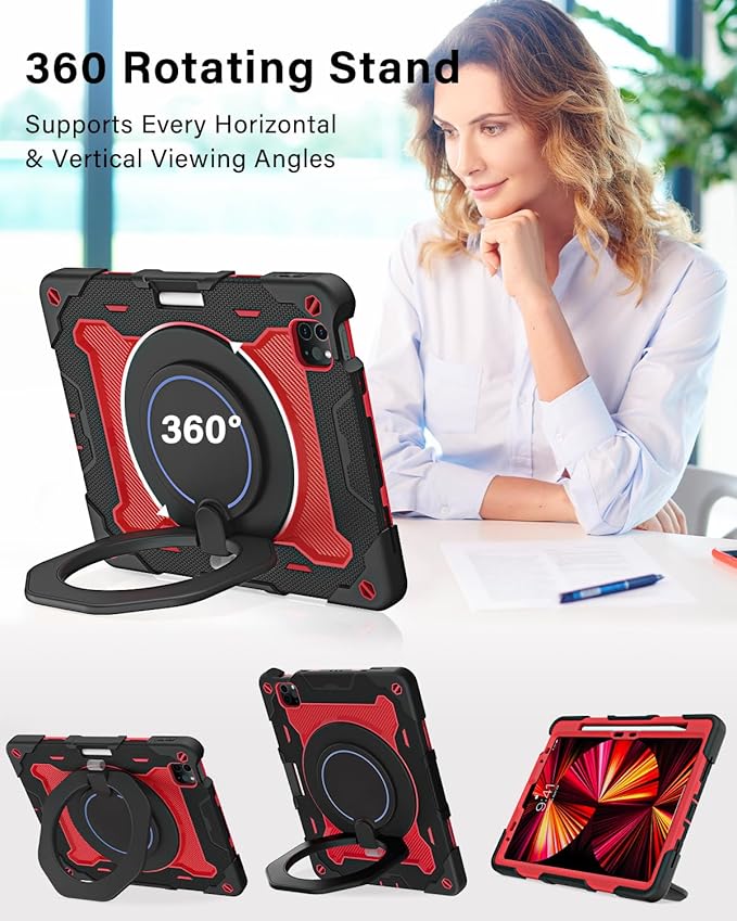 ROISKIN for iPad Air 11 inch M4/M3/M2 Case iPad Pro 11 inch 4th/3rd/2nd/1st GenerationiPad Air 5th/4th 10.9 inch CaseHeavy Duty Shockproof with 360 Stand Handle Shoulder Strap Pen Holder for Kids