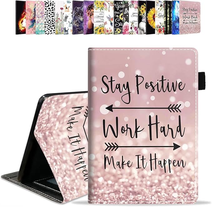 Case for Amazon Fire HD 10 &amp 10 Plus Tablet 10.1 (13th/11th Gen 2023/2021 Release) Stay Positive Work Hard and Make It Happen Inspirational Quote PU Leather Folio Case with Smart Auto Wake/Slee