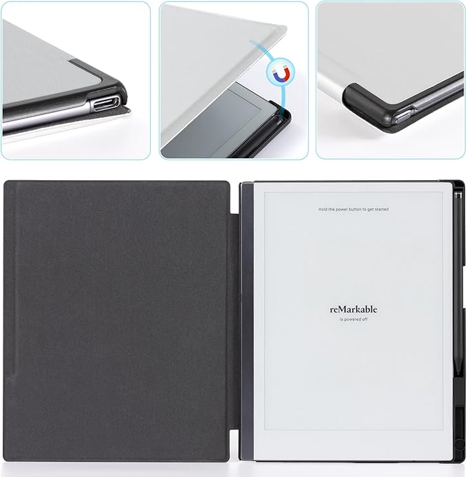 CoBak Case for Remarkable 2 Paper Tablet - Lightweight and Protective Book Folio Cover with Built-in Pen Holder - for 10.3 2020 ReleasedSilver