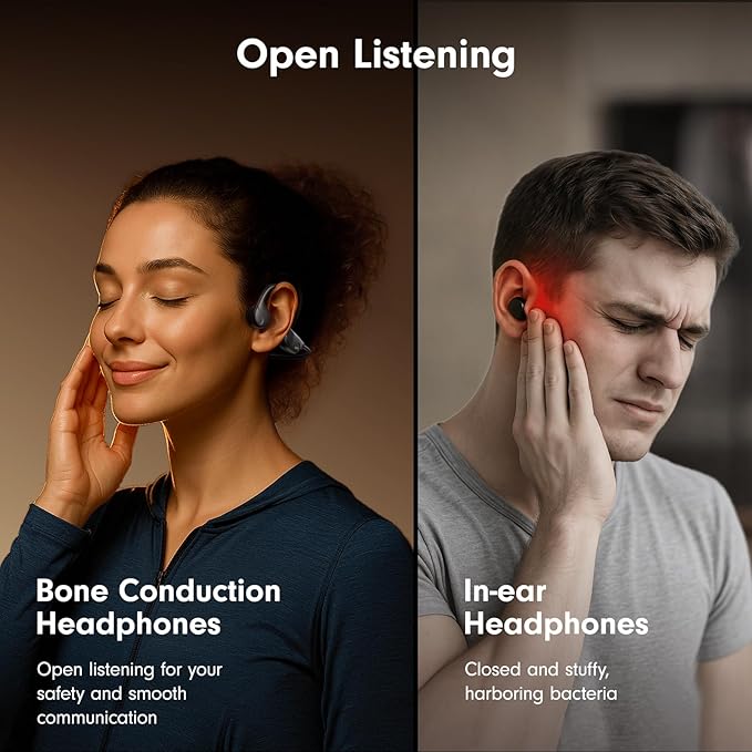 Bone Conduction HeadphonesOpen Ear Headphones Bluetooth 5.4 with Mic10H PlaytimeBone Conduction Earbuds IPX5 WaterproofSports Headphonefor RunningGymHikingCycling