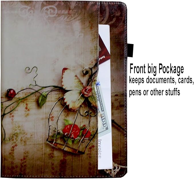 Case for iPad 9th 8th 7th Generation 360 Rotating Smart Cover Folio Stand with Pocket Auto Wake Up/Sleep for 2021 2020 2019 iPad 10.2 A2197 A2198 A2199 A2200 A2602 A2603 (Butterfly Flower)