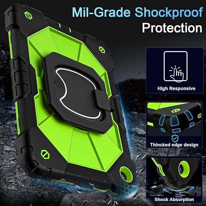 Case for Samsung Galaxy Tab A9+/A9 Plus 11 Inch (SM-X210/X216/X218) with Screen Protector/Rotating Stand/Pencil HolderMilitary Grade Shockproof Cover for Galaxy Tab A 9 Plus Cases