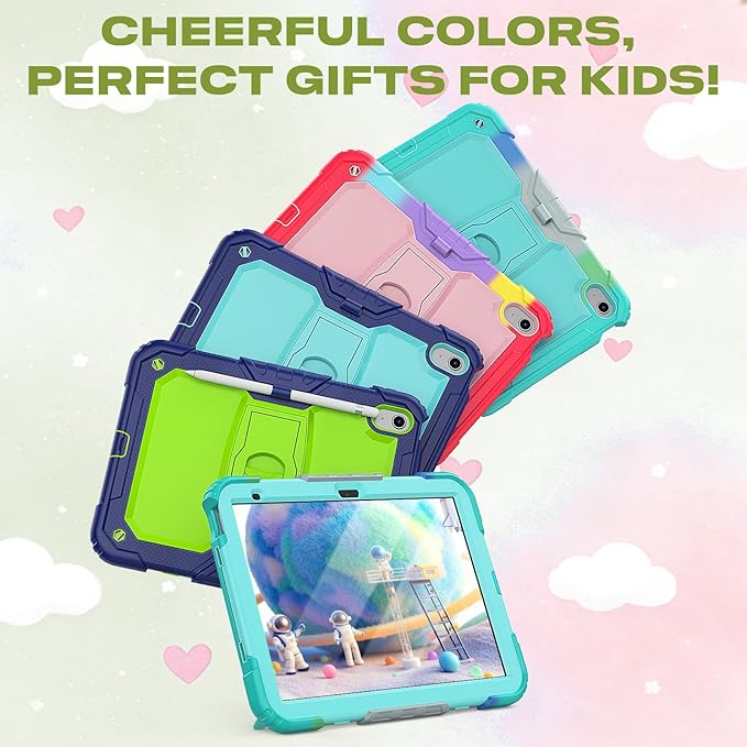 HXCASEAC Kids Case for iPad A16 11th/10th Generation Full Body Protective Design | Foldable Stand | Screen Protector | Pencil Holder Durable for iPad 11th Gen 11 inch / 10th Gen 10.9 inchCamo Blue