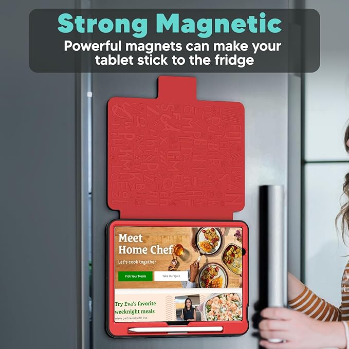 SEYMAC for iPad Air 11 inch Case M4/ M3/ M2 (2026/2025/ 2024) Full Protective Auto Sleep/Wake Strong Magnetic Cover with 5 Standing Angles and Pencil Holder Red