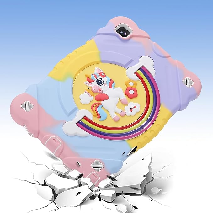 XZC Case for Samsung Galaxy Tab A9+/ A9 Plus Case 11 2023 (SM-X210/X216/X218) Unicorn Heavy Duty Shockproof Protective Case with Stand/Shoulder Strap for Kids Girls Women (Rainbow)