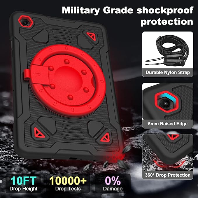 for Samsung Galaxy Tab A11 Plus/A9 Plus case with Screen Protector/ 360° Rotating Stand/Shoulder Strap Full Body Rugged Cover for Galaxy Tab A11+ Plus/A9+ Plus 11 inch 2025/2023 Released