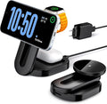 KPON 3 in 1 Magsafe Charging Station for Nightstand Wireless Fordable Charger Stand for iPhone 16 15 14 13 12 Pro Max Travel Magnetic Charging Stand for Apple Watch/Airpods