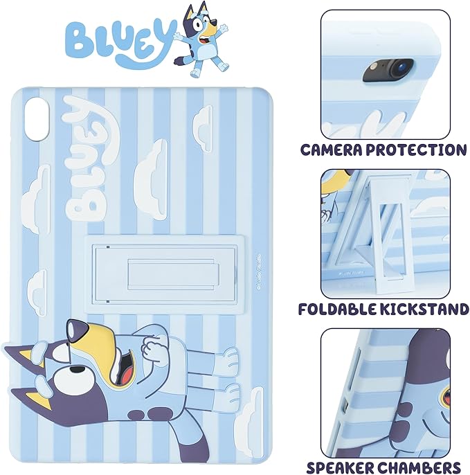 Bluey Kids iPad Case - 10.9 Inch Case for iPad 10th Generation (2022) &amp A16 11th Generation 11 inch (2025) - Tablet Cover with Stand Shockproof Silicone Protector
