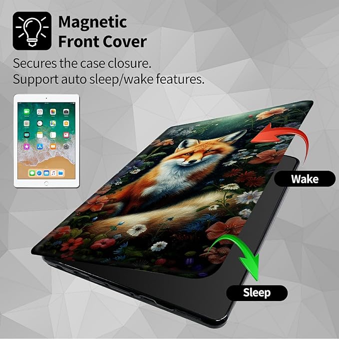 Case for Amazon Fire HD 10 Tablet (5th/7th/9th Generation2015/2017/2019 Release)360 Degree Rotating Swivel Stand Protective Cover for Fire HD 10 TabletFox in Flowers