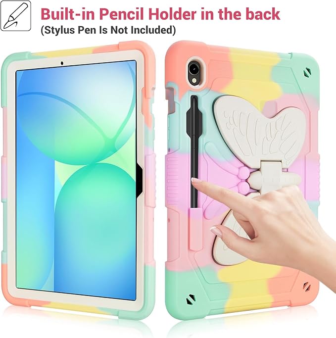 for Samsung Galaxy Tab S10 Lite / S10 FE / S9 FE 5G / S9 Tablet Case 10.9''/ 11'' Rugged Heavy Duty Full Body Kids Girls Girly Cute Kawaii Protective Cover with Stand Shoulder Strap Pink