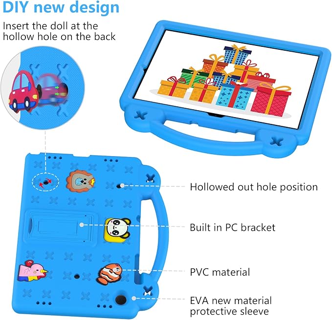 Compatible with Samsung Galaxy Tab A9 Plus X216B(2023) Tablet Case Lightweight Shockproof Protective Case with Shoulder Strap &amp Stand Handle for Girl Kid Gift Sky Blue