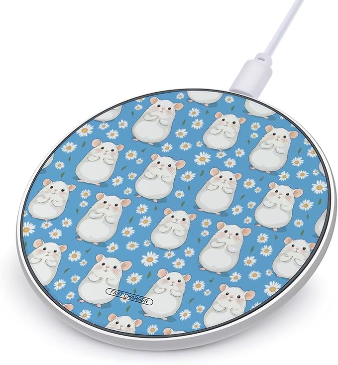 Cute Cartoon Hamsters Wireless Charger Anti-Slip Wireless Charging Pad Slim Charger Mat for Men Women