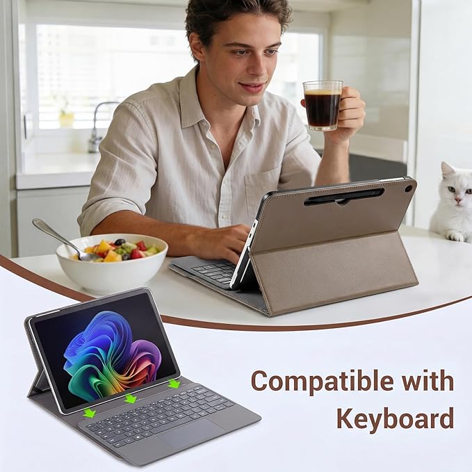 CoBak Case for Microsoft Surface Pro 12 (2025) Premium Business Cover with Multi-Angle Stand Embedded Stylus Holder Keyboard Support &amp Built-in Organizer – Tailored for Professionals