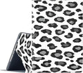 Case for iPad Pro 13 Inch M4 (iPad 7th Generation 2024)Adjustable Stand Auto Wake/Sleep Function Full Body Protection Cover - Black and White Leopard Print