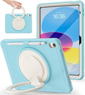 BATYUE Shockproof Case for iPad 10th Gen 10.9 2022 / 11th Gen (A16) 11 2025 | 360° Multi-Angle Stand (Portrait &amp Landscape) &amp Grip Built-in Screen Protector Pencil Holder Frozen Blue