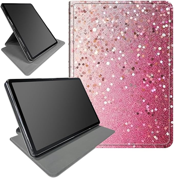 Case for Amazon Kindle Fire HD 10 Tablet (7th and 9th Generation 2017 and 2019 Release)360 Degree Rotating Swivel Stand Protective Cover for Fire HD 10 TabletPink Glitter