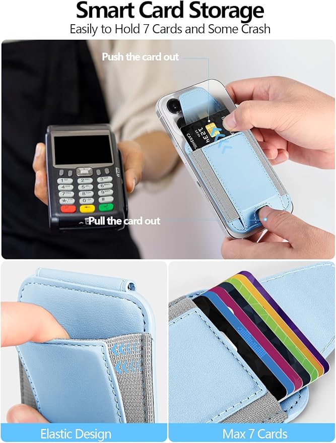 Miroddi for MagSafe Wallet with Privacy Flap Strongest Magnetic Card Holder for iPhone 17 iPhone 16/15/14/13/12 Series Leather Magnetic Phone Wallet RFID Blocking Fit 7 Cards White Ice