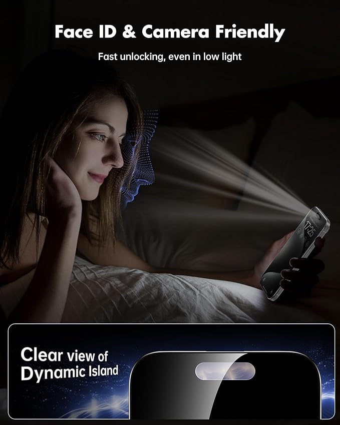 UNBREAKcable Privacy Screen Protector for iPhone 15 Pro (6.1-Inch) 2-Pack + 2 Lens Protectors｜25° Anti-Spy｜9H Hardness｜Anti-Fingerprint｜HD Clarity Tempered Glass