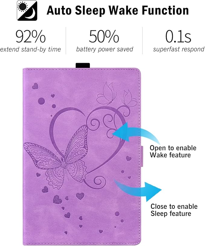 Case for Fire HD 10 Tablet 9th/7th/5th Generation 2019/2017/2015 Release Multiple Angles Viewing Stand Cover Soft TPU Back Cover with Pen Holder and Auto Wake/Sleep Purple