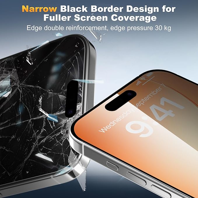 Fotbor [3 Pack] Privacy Screen Protector compatible with iPhone 16 Pro Max 4-Way 360° Anti-Spy Tempered Glass with Auto-Alignment Fast Install Tray Ion-Exchange Strengthened 9H Hardness