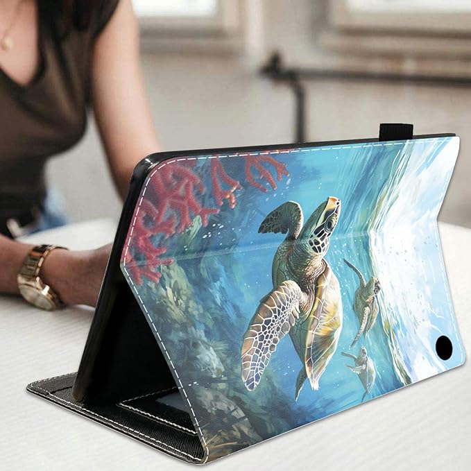 Case for All-New Amazon Fire Max 11 Tablet (11 Inch 13th Generation 2023 Release) Slim Folding Stand Folio Cover with Card Slot &amp Auto Wake/Sleep - Watercolor Sea Turtle