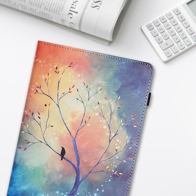 Dteck Case for Amazon Fire HD 10 and Fire HD 10 Plus (11th Generation 2021 Released) Lightweight Premium PU Leather Flip Folio Stand Wallet Case with Card Slots Stylus Loop Elastic BandTree