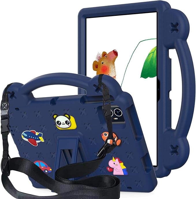 for Revvl Tab 2 Case (2025) EVA Shockproof Tablet Cover with Stand Handle Shoulder Strapfor Tmobile Revvl Tab 2 Tablet Case 10.1'' Navy