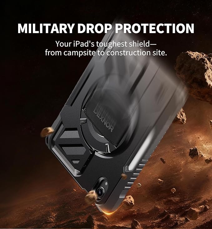 Dexnor Case for iPad mini 7 (A17 Pro) 2024/mini 6 2021 8.3 inch Rugged Protective Case with 360° Rotating Hand Strap &amp Large Stand &amp Screen Protector &amp Pencil Holder Shockproof Full-Body