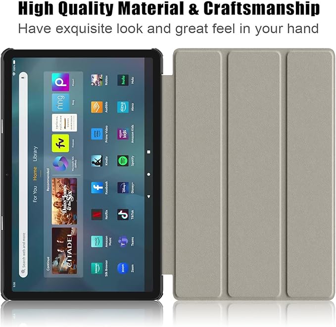 Case for Amazon Fire Max 11 Tablet (13th Generation 2023) Techcircle Slim Lightweight Trifold Stand Magnetic Hard Shell Flip Cover PU Leather Protective Folio Book Cover Rose Gold