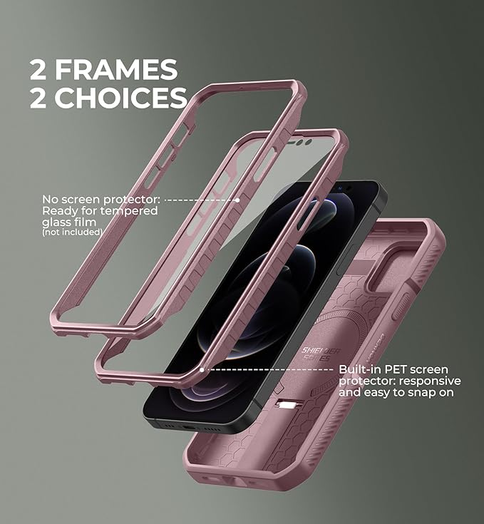 Dexnor for iPhone 12 &amp iPhone 12 Pro Case with Slide Camera Cover &amp Adjustable Kickstand &ampBuilt-in Screen ProtectorMagsafe Rugged Shockproof Bumper Cases Heavy-Duty Protective CoverPeony
