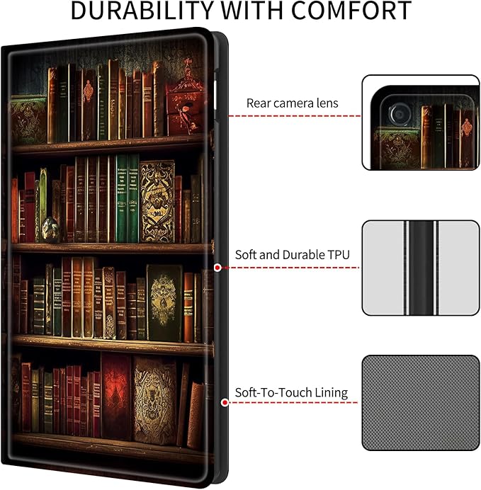 Case for All-New Amazon Fire HD 10 Tablet (13th Generation 2023 Release)Slim PU Leather Smart Cases Covers with Auto Wake/Sleep for Amazon Kindle Fire 10.1 inch TabletVintage Bookshelf