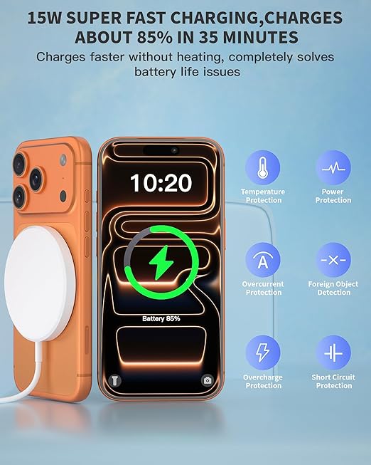 Wireless Magnetic Charger2Pack Fast Apple Mag-Safe Charger iPhone Magnet Charging Pad Flat Mag Safe Charging for iPhone 17Pro Max/16 Pro Max/16Pro/16/15Pro Max/15 Plus/14/13/12/AirPods 3/2/Pro/Pro 2