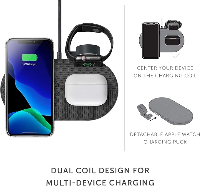 Native Union Drop XL Wireless Charger (Watch Edition) – Multi-Device Charging pad for iPhone &amp Qi Compatible Devices with Detachable Apple Watch Puck (Adapter for US Europe and UK Included)