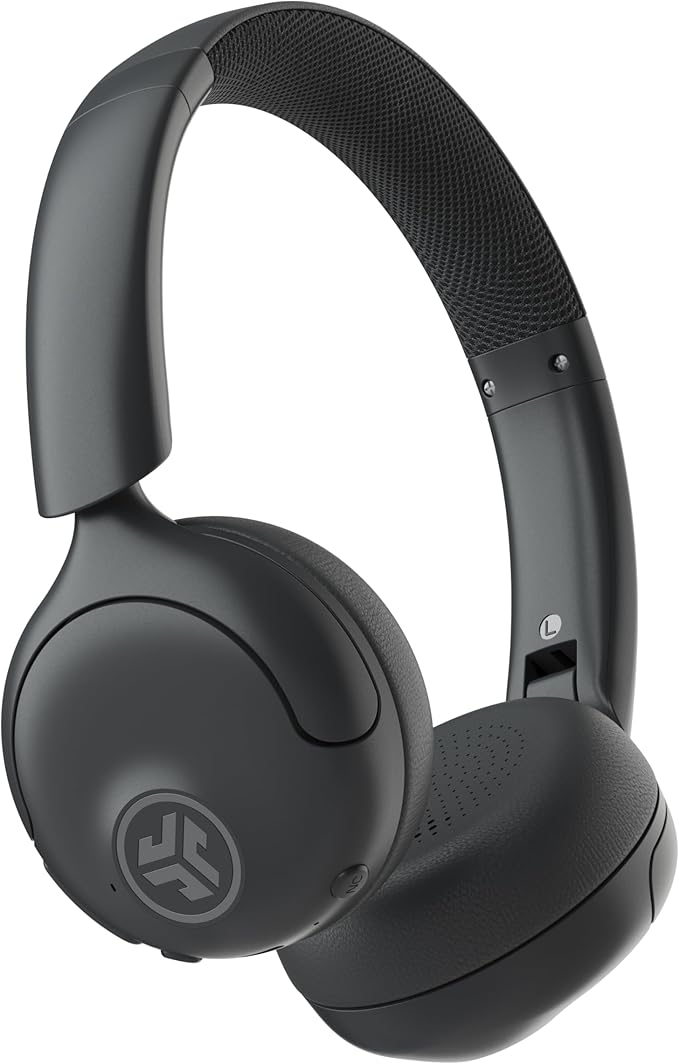 JLab Go Lux ANC Wireless Headphones Graphite Hybrid Active Noise Cancelling Premium On-Ear Bluetooth Headset Customizable Sound Be Aware Mode Cloud Foam Comfort Multipoint Connection