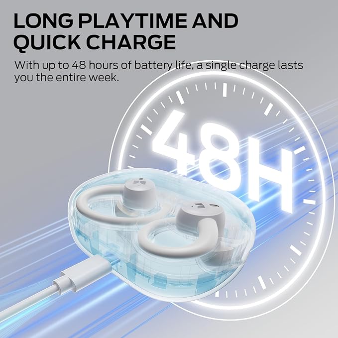 Monster N-Lite 216 Wireless Earbuds Sports Earbuds with Earhooks Bluetooth 6.0 Headphones Noise Cancelling Deep Bass Over Ear Buds 48H Playtime IPX6 Waterproof Earphones for Running/Workout/Gym