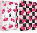 DONGKE Case for iPad Air 11-inch M4 2026 &amp M3 2025 &amp M2 2024 iPad Air 5th/4th Generation 10.9 2022/2020 [Built-in Pencil Holder] Clear Acrylic Back Trifold Stand Smart Cover Cherry Checker
